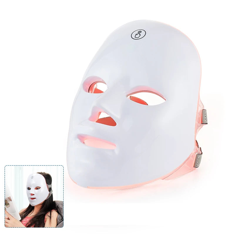 Wireless 7-Colors LED Face Beauty Machine Photon Facial Neck Skin Tighten Rejuvenation Facial Neck Mask