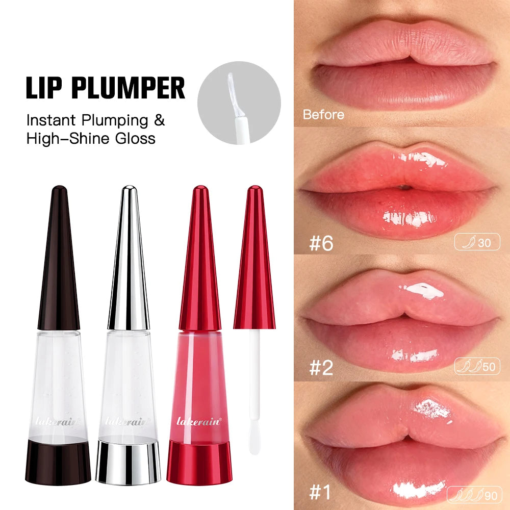 Lakerain Lip Plumper Feuchtigkeitsspendender Lipgloss Transparenter Lippenvergrößerer Lippenpflege Lip Stuffer Geschenk Koreanische Kosmetik