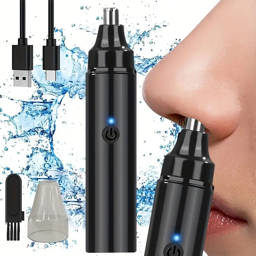 Rechargeable Nose Hair Trimmer and Facial Hair Remover for Men - Nose Hair Razor for Clear Nasal Passages - Portable Care Device for