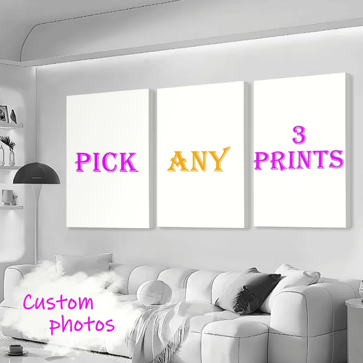 3 Piece Set Custom Canvas Print Personalized Photo Suitable for Family Pets Landscapes Couples Weddings Home Decor Poster Gifts