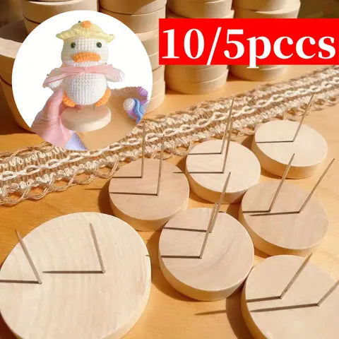 5/10Pcs Crochet Doll Stand Doll Stand Round Wooden Display Stand Ho Felt Animal Doll Toy Wooden Base Support Action Figure Stand