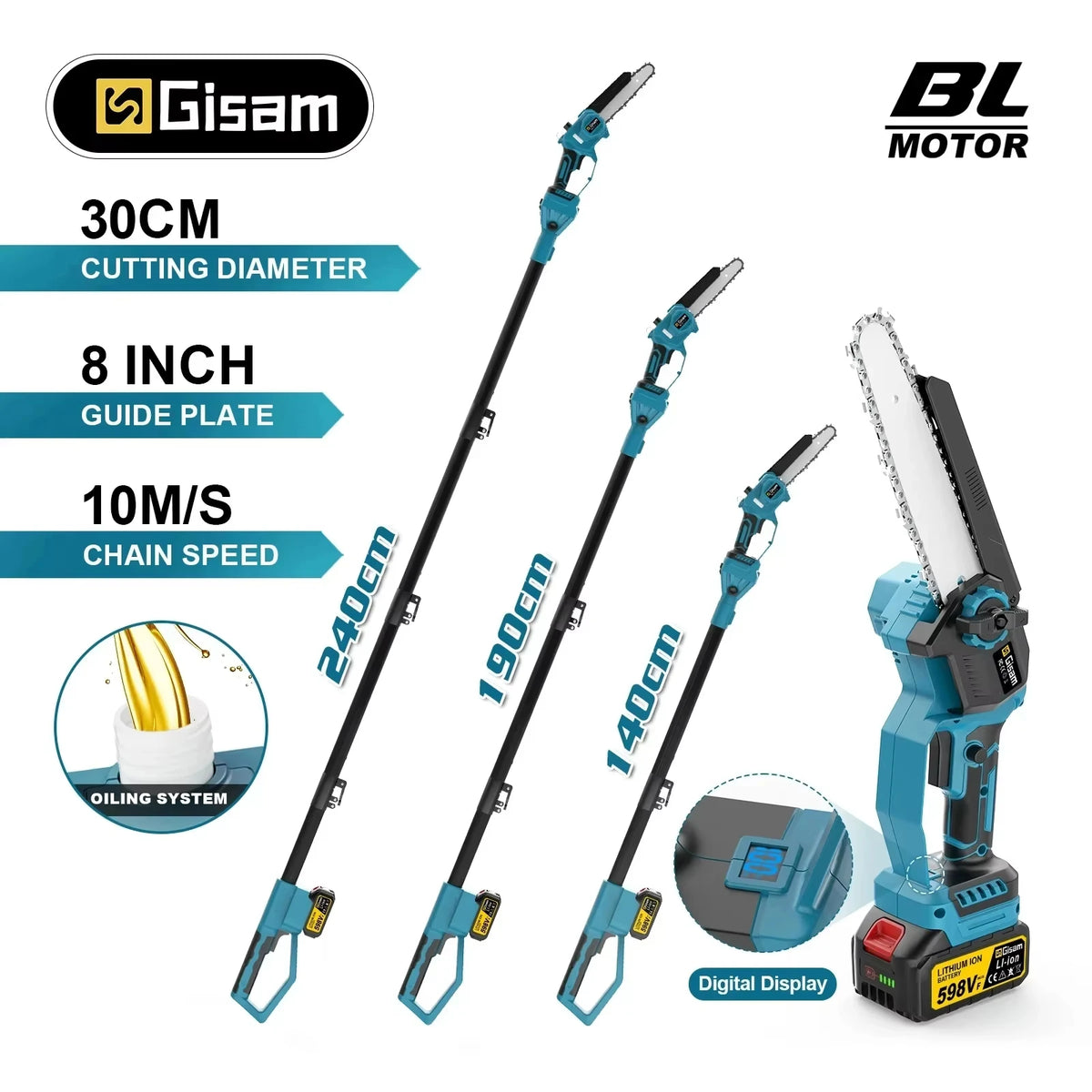 G perfil 8 Zoll Bürstenlose Teleskopstange Elektrische Kettensäge Hohe Astsäge Garten Beschneiden Elektrowerkzeug Für Makita 18 V Batterie Pin
