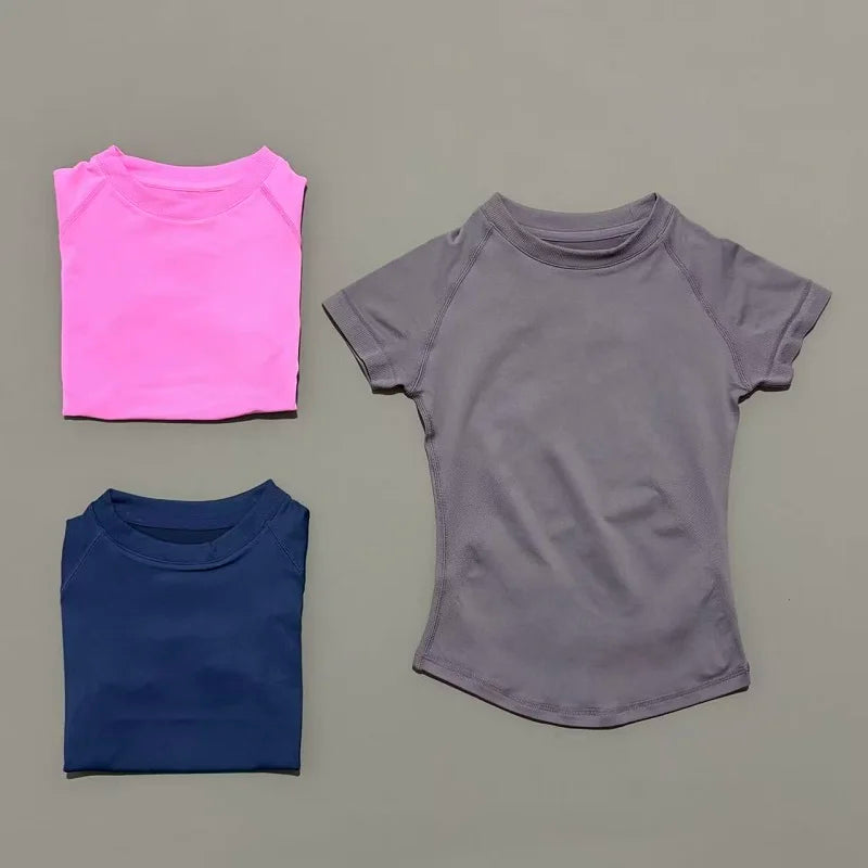 HISTELLO Sports Short Sleeve Top Seamless Yoga Jersey Clothing Women Running Sports T-Shirt Workout Shirts Fitness Sports Vest