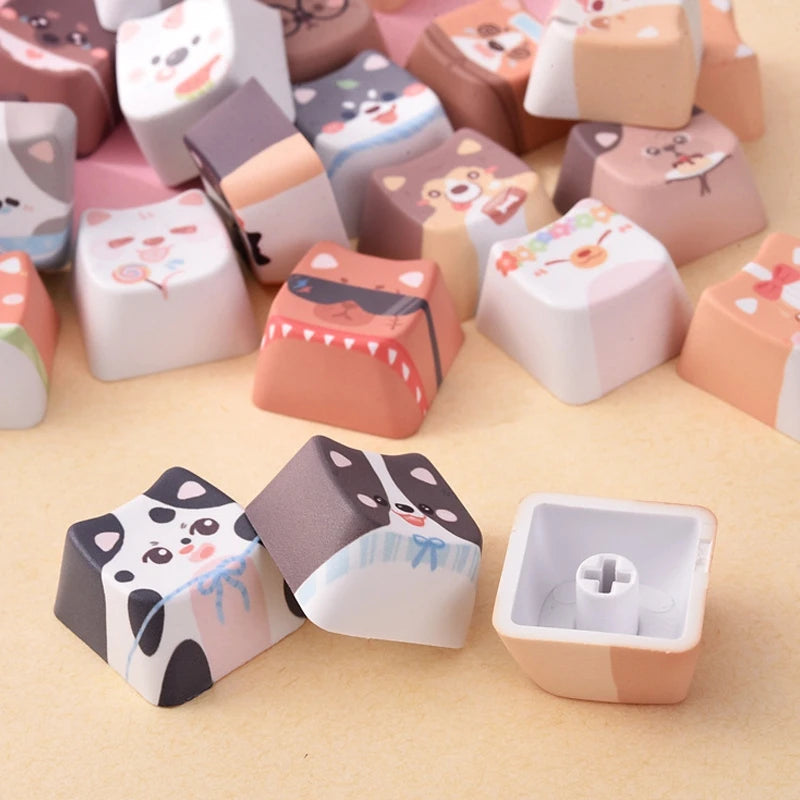 Keyboard Cap DIY Keyboard Keycap Clicker Replaceable Key Cap Accessories Keyboard Button Anti-stress Cap Clicker for Keychain 키캡