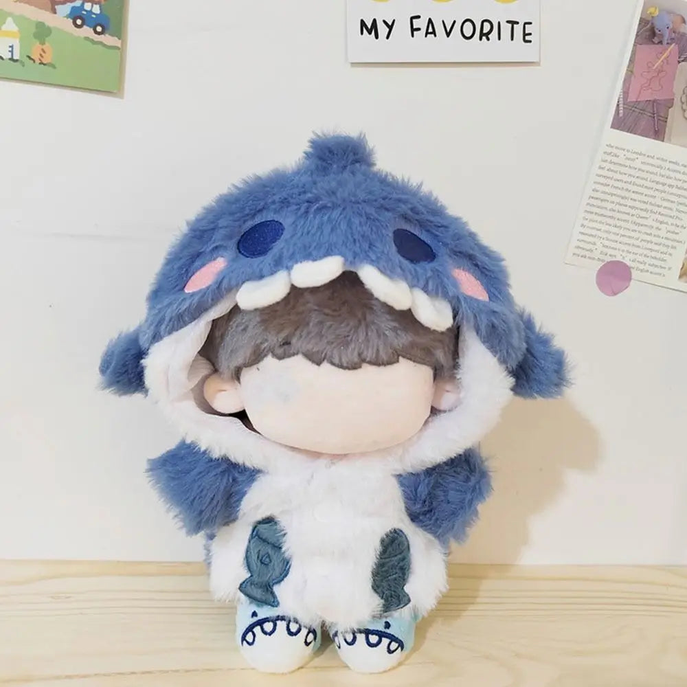 20cm Idol Doll Clothes Shark Hoodies Cartoon Animal Coat Cotton Stuffed Dolls Lovely Outfit Dress Up Toys Accessories