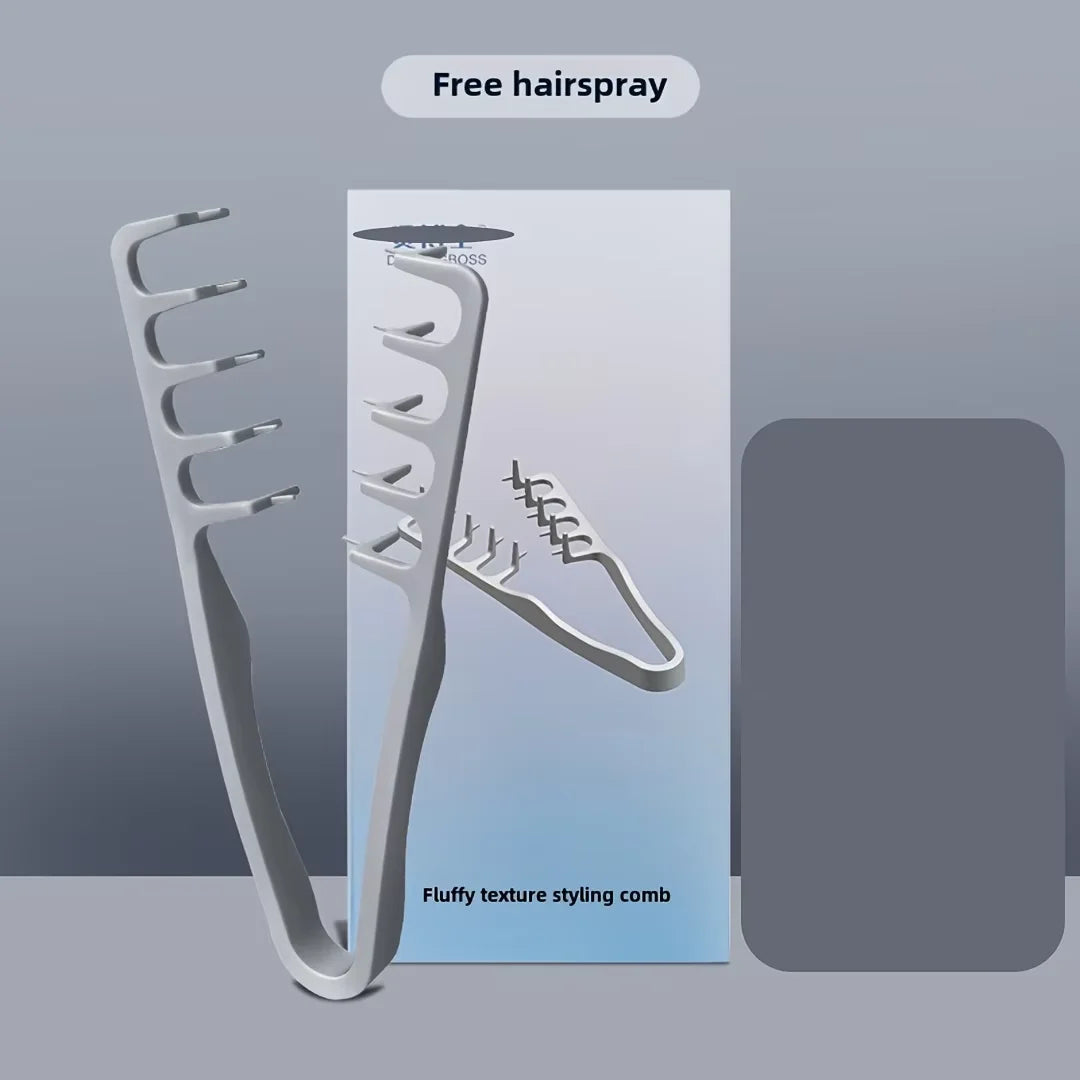 Men's wide tooth volumizing hair styling comb, ABS plastic with textured handle, ideal for all hair types, perfect for home use
