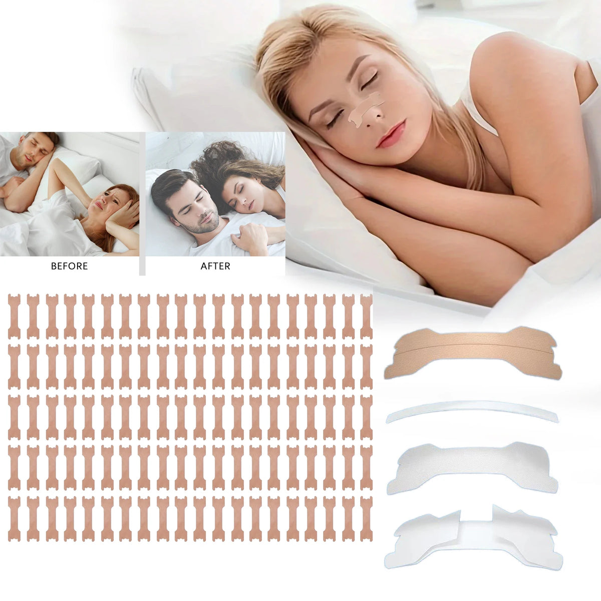 Anti-Snoring Strips & Nose Strips for Easier Breathing, Stop Snoring Nasal Plaster, Good Sleep Patch, Sleep Aid Device, Health Product C