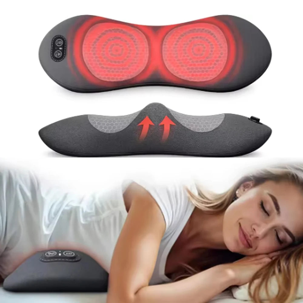 3-in-1 Rückenmassagegerät mit Wärme und Vibration zur Linderung von Rückenschmerzen, Bandscheibenvorfall, Dehnungsunterstützung, Traktion, Massagekissen für den unteren Rücken