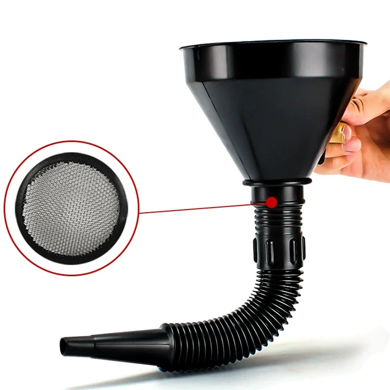 Universal Telescopic Car Tank Funnel with Oil Filter Foldable Portable Engine Fluid Transfer Long Spout Car Accessories