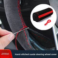 Universal Hand-Sewn Suede Steering Wheel Cover – Soft Black Finish