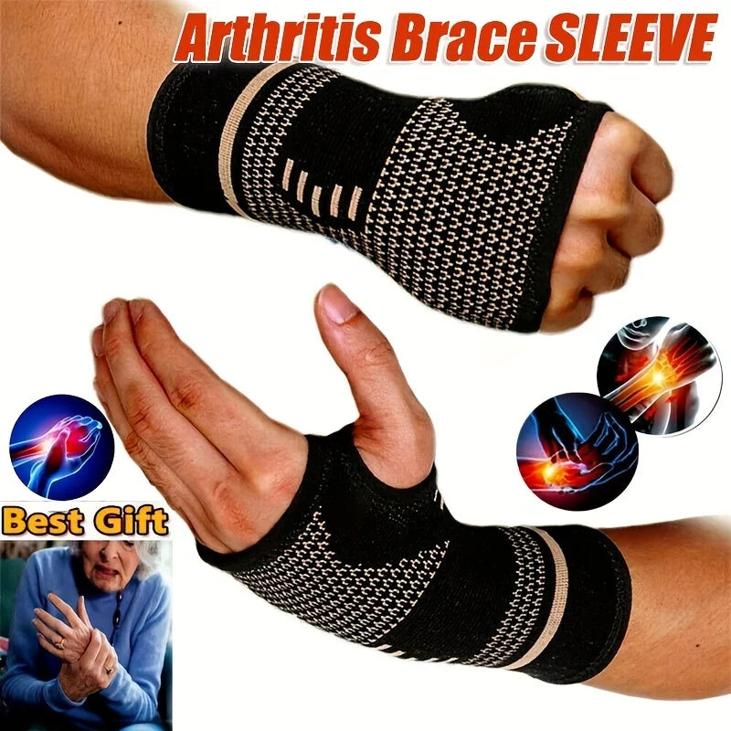 New 1Pcs Copper Fiber Bracer Wrist Elastic Sports Bandage Wristband Hand Gym Support Wrist Brace Wrap Tennis Fitness Powerlifting