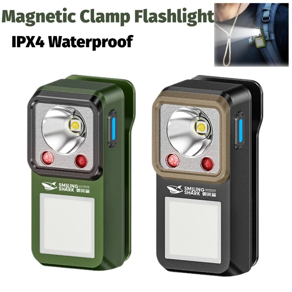 LED-Taschenlampe mit magnetischer Klemme für den Außenbereich, extrem langlebige Beleuchtung, Arbeits- und Notfall-Lampe, zum Aufstecken, wiederaufladbar, für Camping und Wandern