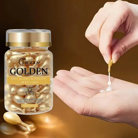 Goldene Hautpflege-Essenz-Kapseln, Glycerin, Retinol, Kollagen Straffende Hautpflege, Nicht Klebend