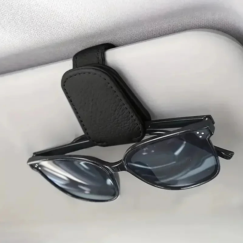 1 Piece Sunglasses Holder Suitable for Car Sun Shade Magnetic Leather Sunglasses Clip and Ticket Clip Car Sun Shade Accessories