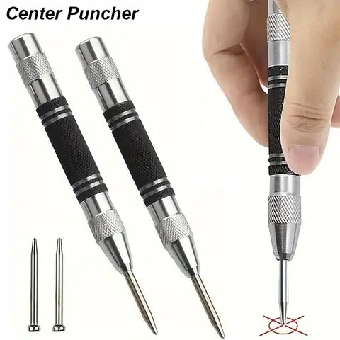 Automatic Centering Point Punch for Wood, Metal and Steel - Spring Loaded Core Punch, Hole Maker, Heavy Duty Hand Tool for Woodworking