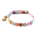 Fashion Rainbow Flower Cat Collar with Bell Kitten Puppy Necklace Adjustable Buckle Colorful Lace Kitten Collar Dog Accessories