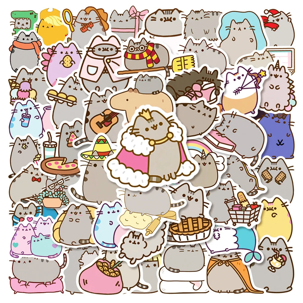 10/30/50 stücke lustige Karikatur graues Fett Katze Aufkleber niedliche Tiere Aufkleber für Kinder Spielzeug Briefpapier Koffer Telefon Graffiti Aufkleber Pack