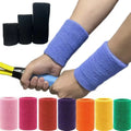 2 Pcs Wrist Sweatband Tennis Wristband Volleyball Fitness Wrist Guard Support Sweatband Towel Protective Cover 8cm