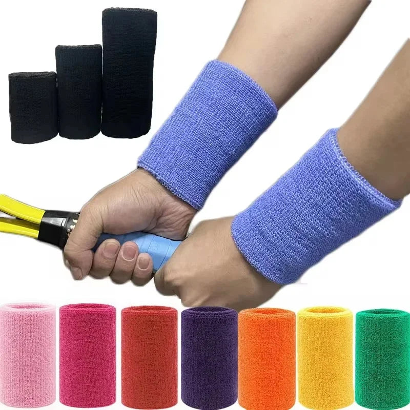 2 Pcs Wrist Sweatband Tennis Wristband Volleyball Fitness Wrist Guard Support Sweatband Towel Protective Cover 8cm