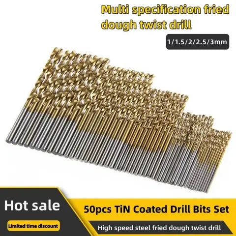 50Pcs Professionelle Titan Beschichtete Bohrer Bits High Speed Stahl Bohrer Set Werkzeug Elektrische Bohrer Holz Bohrer 1/1.5/2/2.5/3mm