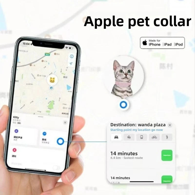 Mini Bluetooth Pet Tracker Collar for Dogs & Cats – Anti-Lost Movement Alert (iPhone Only)