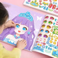 Stickers Book Crafts Creative Kids Stickers 15 Pages Toy Puzzle Reusable Girls Cartoon Princess Make A Face Stickers
