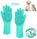 Pet Grooming Cleaning Gloves for Dogs and Cats, Bath and Shampoo Glove, Magic Dish Sponge, Silicone Hair Removal Glove