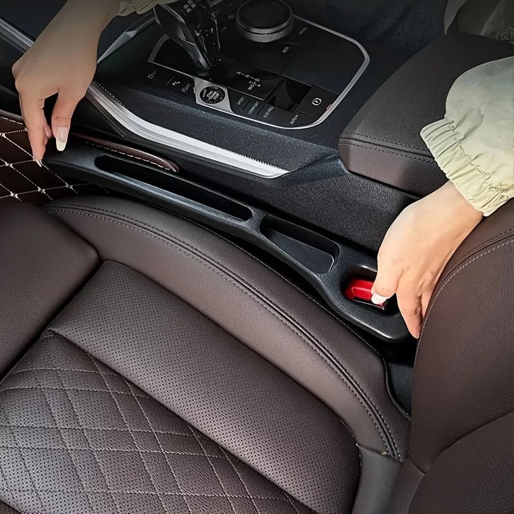 2pc Car Seat Gap Filler Organizer Pu Waterproof Car Seat Gap Plug Strip with 2 Grooves Seat Gap Storage Car Interior Accessories