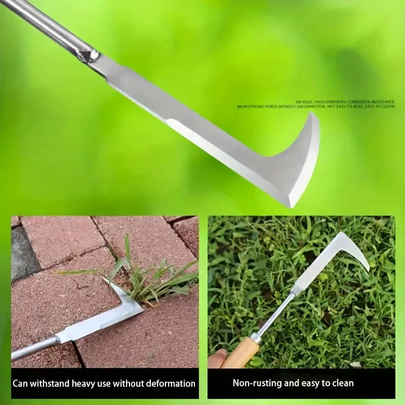 Heavy Duty Carbon Steel Hand Shovel with Ergonomic Handle - Manual Weeding Tool for Cracks and Gardens