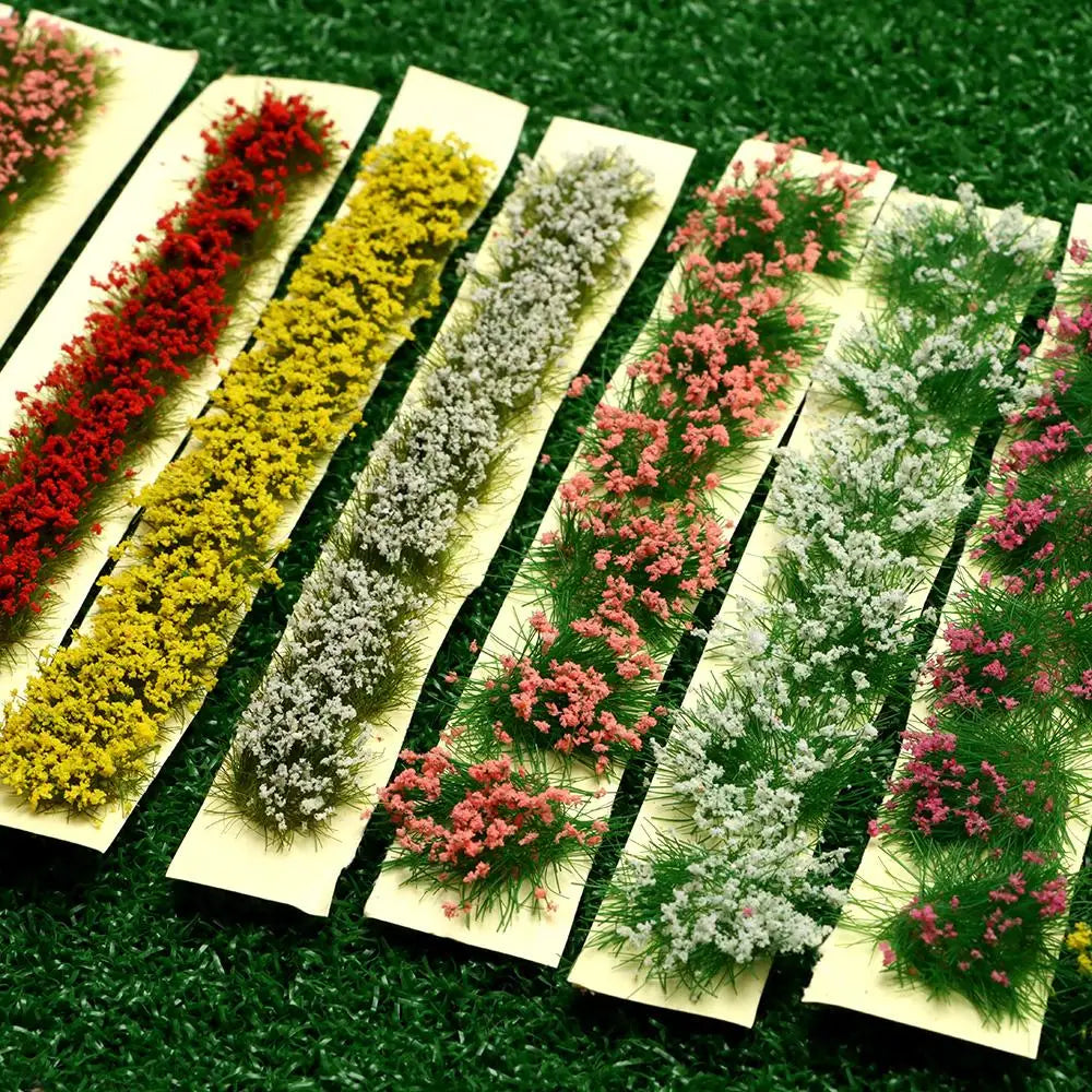 1Set Miniatur Blume Cluster Garten Decor DIY Gras Büschel Gebäude Layout Statische Landschaft Modell 9*1*0,6 cm Durable Sand Tabelle