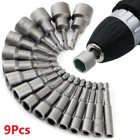 9pcs/set 5mm-13mm Hex Sockets Sleeve Nozzles Nut Driver Set Screwdriver Set Schroevendraaier Set Bits Sets Tools Socket Wrench