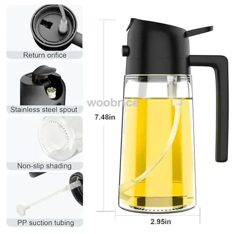 2 in 1 kitchen oil spray dispenser, oil sprayer and polisher or just brush spray for air fryer, salad, grilling, frying, cooking in the...