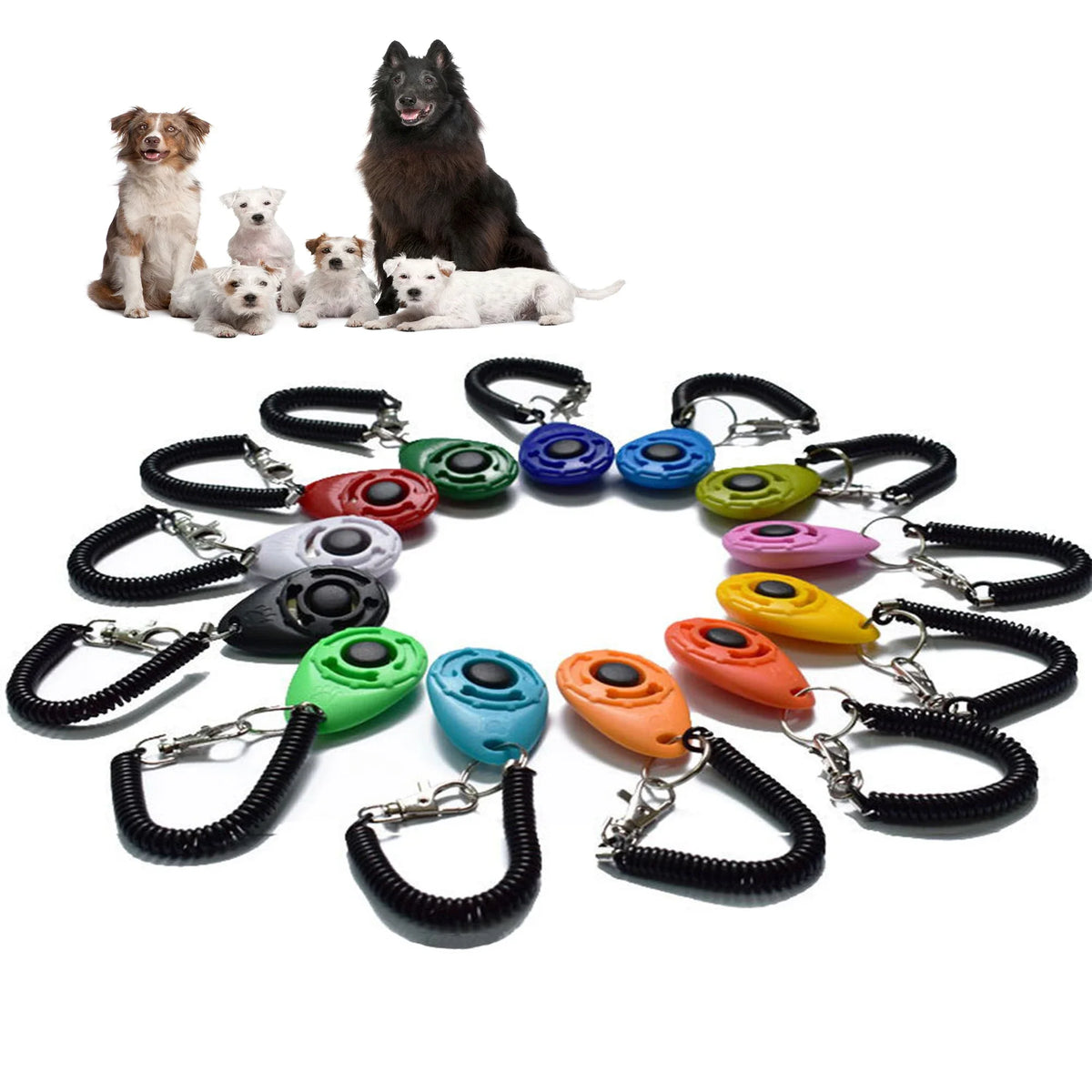 Hundetraining-Clicker für Haustiere und Katzen, Neues Plastik-Clicker-Trainer-Hilfsmittel mit Verstellbarem Handgelenksband, Geräusch-Schlüsselanhänger, Hundezubehör