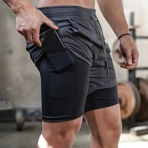 Camo Running Shorts Men Gym Sports Shorts 2-in-1 Quick Dry Workout Training Gym Fitness Jogging Short Pants Summer Men Shorts