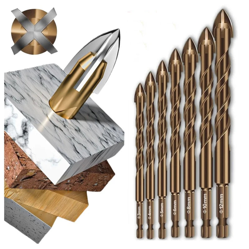 Masonry Concrete Drill Bits For Glass Ceramic Tile Brick Plastic Wood Mason Hard Alloy Wall Hole Opener Hex Shank 3mm to 12mm
