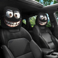 2pcs Smiley Face Printed Car Pillow Case Soft Comfortable Decorative Pillow Case Car Seat Headrest Washable Polyester Fabric