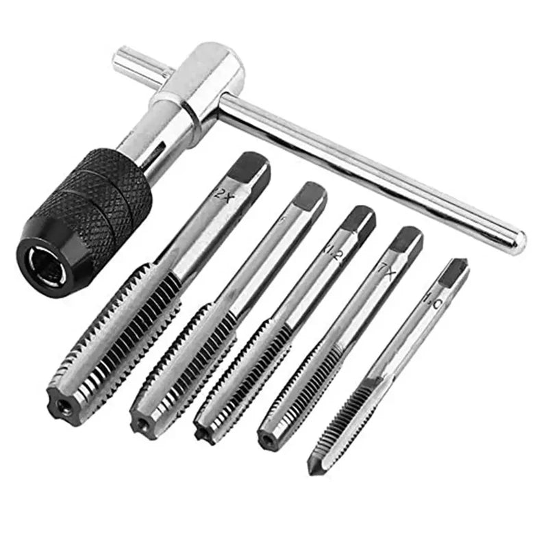 T-Handle Wrench M3 M4 M5 M6 M8 Hand Tap Reamer Thread Tapping Tool Set Adjustable Machine Screw Thread Tapping Drill