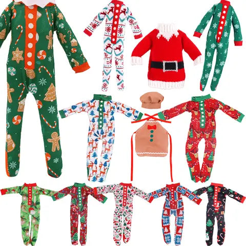 10 Pajamas for Elf Dolls Red Boys Babi 11.8 Inch Doll Clothes Dress Accessories Christmas Gift Girls Toys
