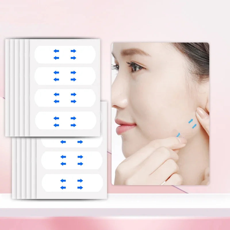 40-80pcs V Shape Facial Wrinkle and Sagging Tapes Invisible Transparent Thin Facial Patches Lifting Tool