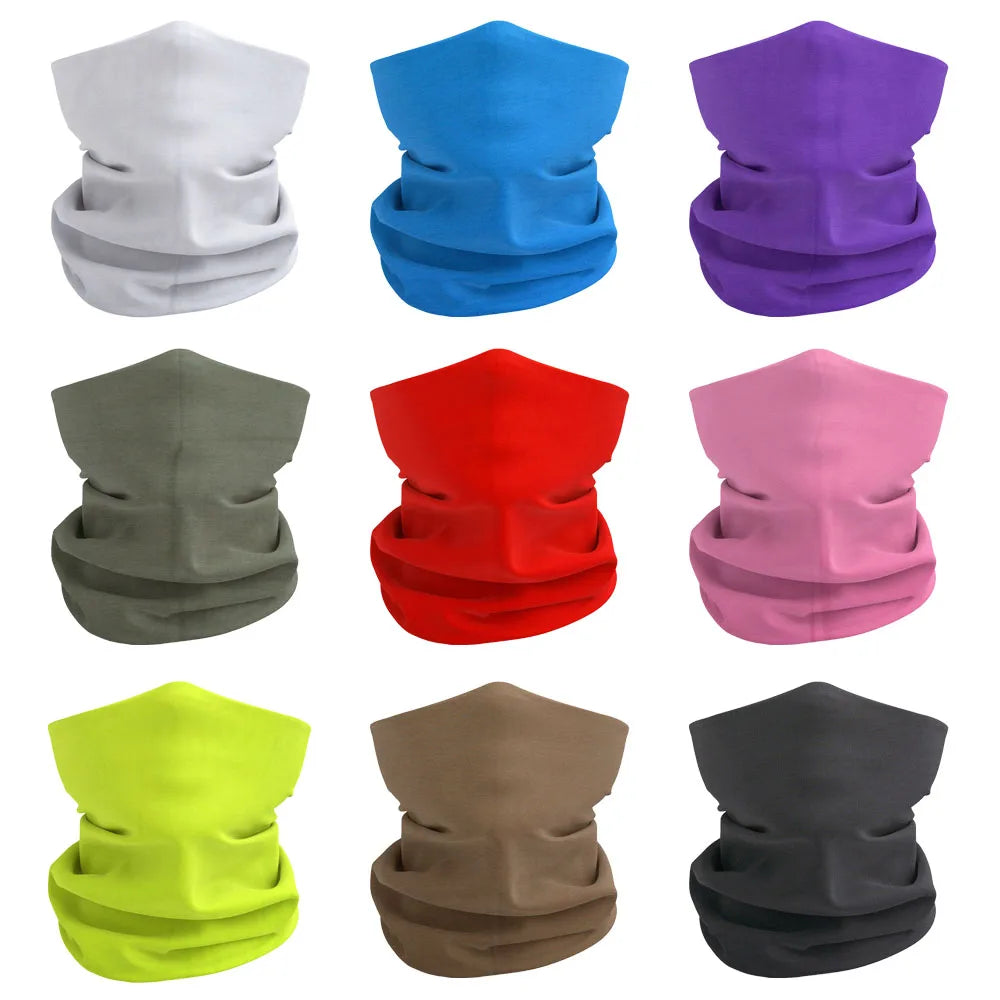Breathable Neck Gaiters for Men Women Dustproof Quick Dry Solid Color Headscarf for Hiking Cycling Fishing Face Cover Bandana
