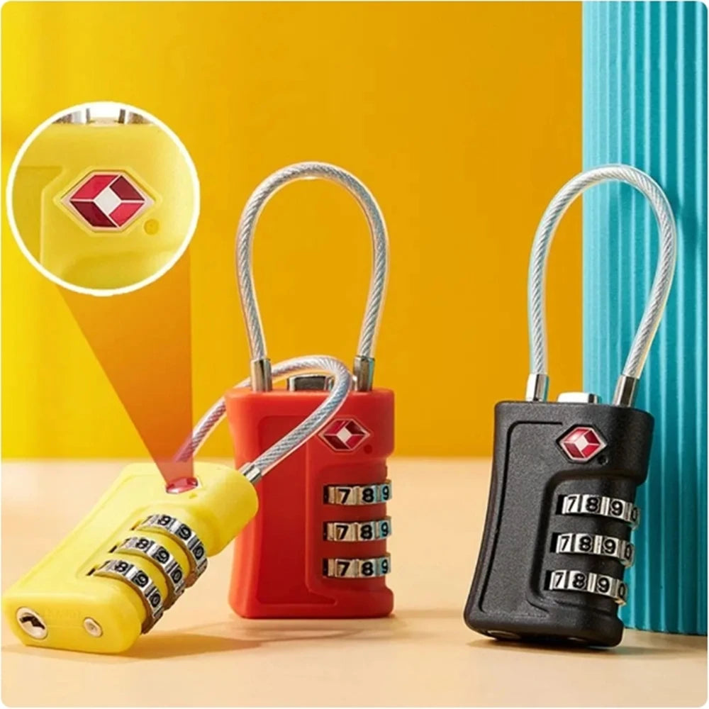 TSA customs lock with 3-digit number code, changeable travel lock, digital lock made of ABS, mini suitcase lock, anti-theft protection for aircraft
