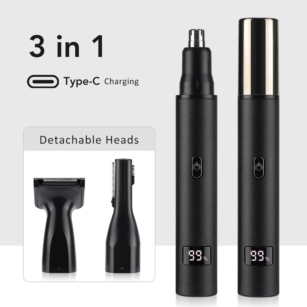 3-in-1 Electric Ear and Nose Hair Trimmer for Men, Portable Nose Hair Trimmer for Men and Women, Ear, Nose, Eyebrow and Facial Hair Trimmer