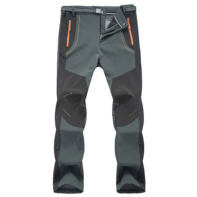 LNGXO Dicke, warme Fleece-Wanderhose für Herren, wasserdicht, winddicht, Outdoor-Softshell-Regenhose, Trekking-, Camping- und Skihose für den Winter