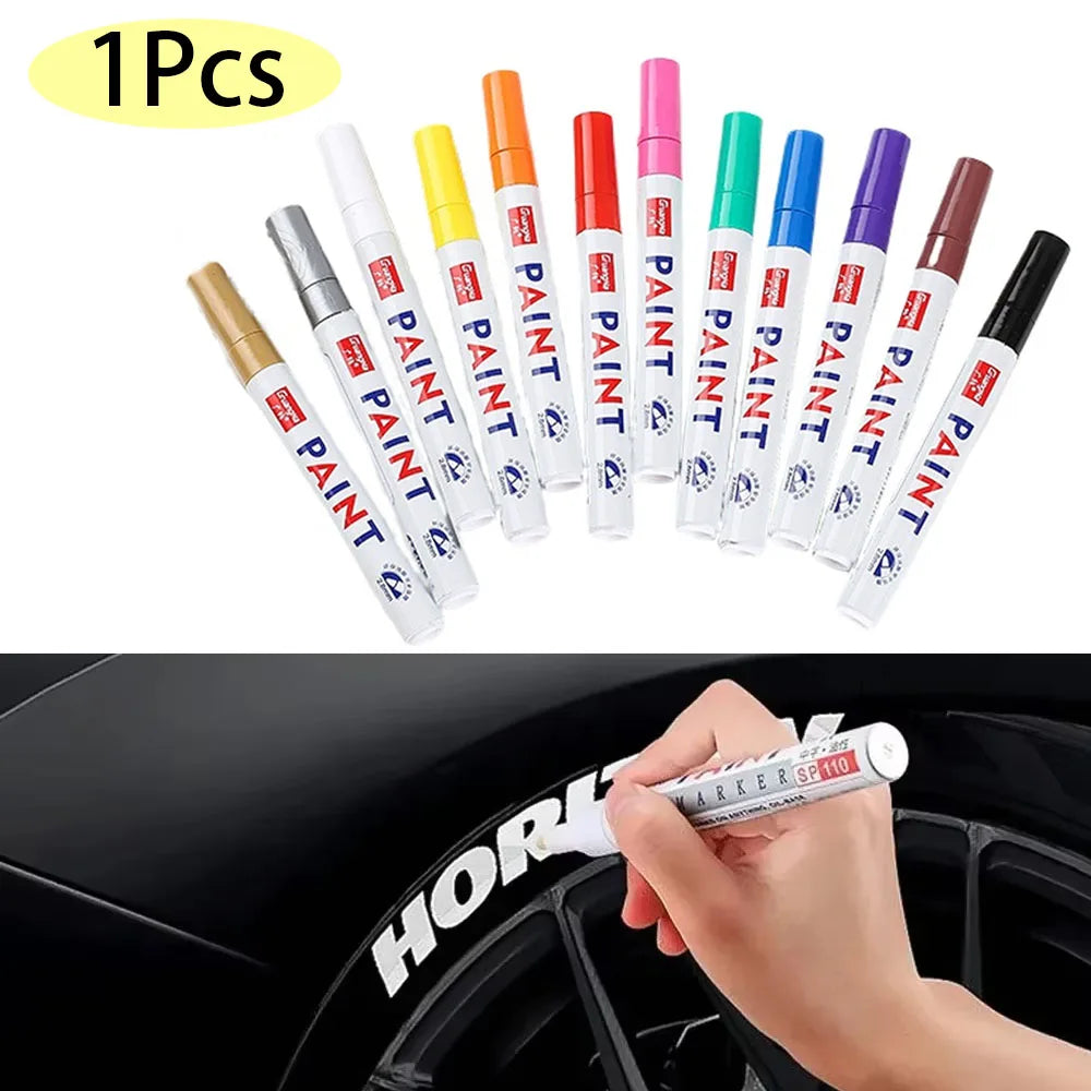 Car Paint Pen Waterproof Car Wheel Tire Oily Painting Mark Pen Auto Rubber Tire Tread CD Metal Permanent Paint Marker