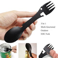 Outdoor-Überlebenswerkzeuge 5-in-1 Camping Multifunktionales EDC-Set Praktische Gabel Messer Löffel Flaschen-/Dosenöffner