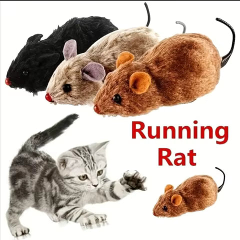 1 Piece Funny Lifelike Plush Mouse Running Rat Toy for Cat Dog Tail Mouse Pets Kids Random Color