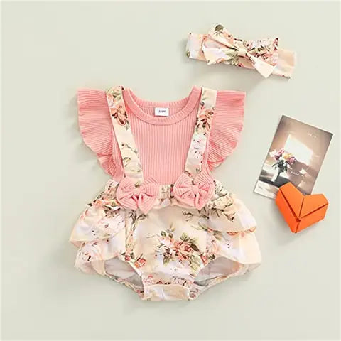 Kids Dress 0-18 Months Cotton Ruffle Sleeve Cute Butterfly Floral Summer Princess Formal Dresses Newborn Clothes