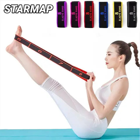8pcs Dance Resistance Band Yoga Stretching Pilates Fitness Digital Elastic Stretching Training Band