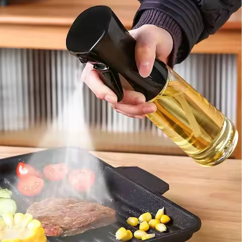 200/300/500ml Oil Spray Plastic Household Kitchen Oil Spray Bottle Or Oil Brush Nebulizer Mist Filling Cooking Dual Use BBQ