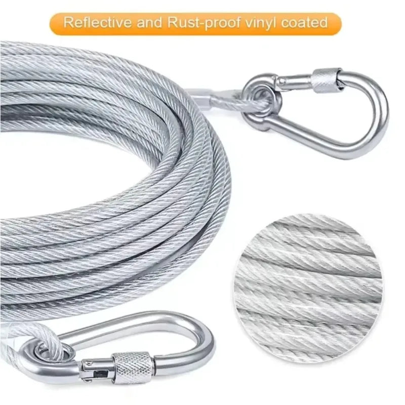 Doppelkopf-Hundeleine aus rostfreiem Stahl mit Metallschnalle, langlebiges Outdoor-Trainingshalsband, Zugseil, Gurt